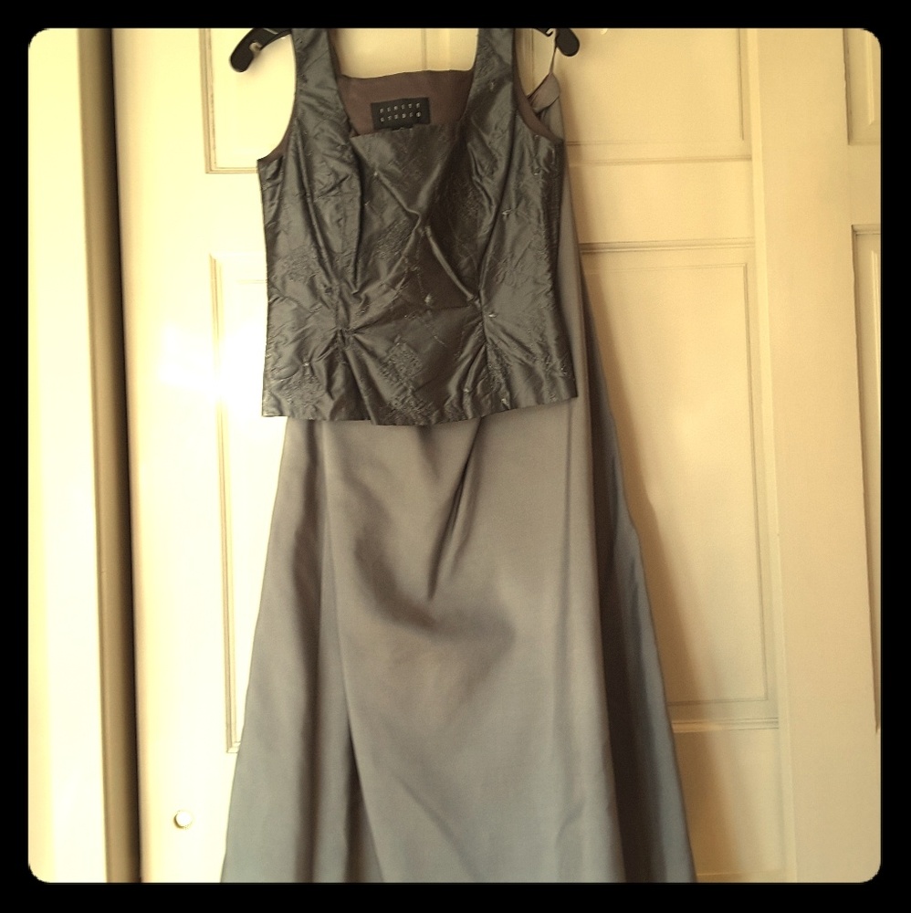 Infinity gray silk formal top